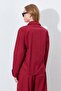 Women's Burgundy Waist Button Detailed Shirt - 7