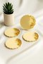 Gold Foil Wavy Round Epoxy Coaster Set – Set of 4 Cream Color Decorative Design - 3