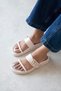 Zeus Women's Buckle Detail Daily Comfort Leather Slippers Beige