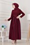 Mia Balloon Dress-Burgundy - 3