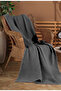 Dark Gray Color Waffle Pattern Fringeless Sofa Cover / Tv Blanket 140X200Cm - 3