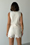 Beige Crochet Tie Detail Woven Blouse Vest Twoss25Bz00580 - 4