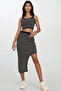 Woman's Black and White Striped Knit Skirt Set ALC-X10717