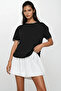 Black Crew Neck Whipstitch Relaxed Fit Blouse ALC-X11840