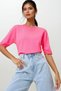 Women's Fuchsia Crew Neck Half Sleeve Knitwear Blouse Alc-X12504