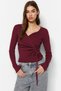 Burgundy Double Breasted Gather Detailed Knitwear Sweater Twoaw23Kz00828 - 3