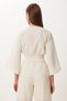 Women's Cream Linen Blouse Pants Suit Bv00160 - 6
