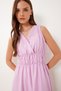 Women's Pink Wrap Collar Midi Woven Dress Bv00159 - 5