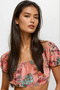 Women's Crop Blouse with Fringed Embroidery and Lace-up Back ALC-X6563-RW