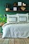 Serena Green Cotton Embroidered Double Duvet Cover Set