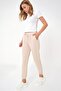 Women's Light Beige Two Thread Sweatpants with Elastic Cuffs ALC-Y2933