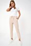 Women's Light Beige Two Thread Sweatpants with Elastic Cuffs ALC-Y2933 - 3