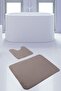 Unicolor Plain Mink 2-Piece Bath Mat Carpet Set Non-Slip Toilet Seat Base Set - 3