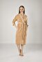 Women's Beige Jacquard Cotton Bathrobe