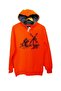Orange Two Thread Ribbed Unisex Hooded Swearshirt, Don Quixote Printed - 2