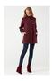 Women's Jacket with Agraph Collar and Sleeve Details - Burgundy - 6