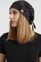 Women's Black, White Patterned, Rope Detailed 4 Season Hat Beanie Buff - Ultra Soft Natural Combed Cotton Fabric