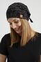 Women's Black, White Patterned, Rope Detailed 4 Season Hat Beanie Buff - Ultra Soft Natural Combed Cotton Fabric - 2