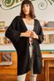 Women's Black Sleeve Folded Pocket Loose Knitwear Cardigan HRK-19000123 - 5