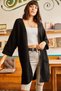 Women's Black Sleeve Folded Pocket Loose Knitwear Cardigan HRK-19000123 - 6