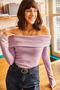 Women's Lilac Madonna Collar Ribbed Camisole Blouse BLZ-19000615 - 3