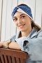 Blue White Bandana Hair Band Extra Soft Flexible Natural Cotton Combed Cotton - 4