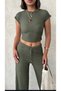 Women's Seersucker Crop Pants Suit - 2