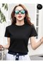 Black Women's Crew Neck Slimfit T-Shirt Stretchy Stretch Fabric 100% Cotton Summer - 3