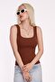Brown Ribbed Look Strap Basic Undershirt Mg2057 - 8
