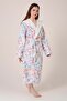 Narciso Fiore Patterned Digital Printed Hooded Bathrobe Spa Thermal Bath Sauna Bathrobe - 4