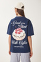 Embossed Printed Knitted T-Shirt Dark Blue Lcr0067 - 6