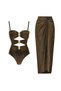 New Women's Glittery Glitter Swimsuit+Pareo Skirt Suit 2 Piece up Set Bodysuit Beach Fashion Beachwear