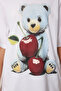 Teddy Bear Printed Cotton Knitted T-Shirt White Lub0122 - 4