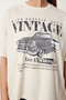 Vintage Printed Cotton Knitted T-Shirt Cream Lus0141 - 3