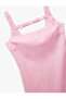 Square Neck Bow Detailed Textured Strap Satin Mini Dress - 5