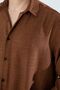 Men's Dark Brown Linen Textured Oversize Shirt (Oversized) - 3
