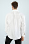 Men's White Linen Textured Oversize Shirt (Oversized Cut) - 7
