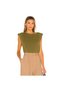 Women's Black Crew Neck Padded Silk Jersey Blouse - 7