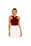 Women's Beige Front Strap Detail Silk Jersey Bodysuit - 6