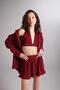 Elastic Waist Tie Comfy Bustier Claret Red - 4