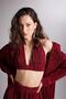 Elastic Waist Tie Comfy Bustier Claret Red - 2