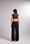 Gathered Detailed Tulle Butterfly Blouse Black - 6
