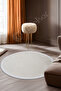 Janjanli Round Rug Light Cream Bath Rug Fringed 80x80