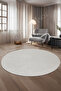 Janjanli Round Carpet Light Cream Bathroom Rug Erasable 120X120