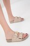 Women's Double Buckle Polyurethane Sole Summer Daily House Slippers Outdoor Slippers Stone Slippers Beige - 4