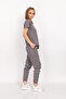 Gray Snap-Button Mandarin Collar Soft Lycra Doctor Nurse Hospital Surgical Shift Uniform Set - 5