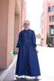 Buttoned Long Denim Hijab Dress Dark Blue - 2