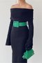 Faux Leather Stylish Design Buckle Wide Belt Clothing Accessory Green Belt 15525 - 7