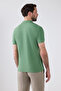 Regular Fit Light Green Pique Textured 100% Cotton Non-Curling Polo Neck Embroidered T-Shirt - 4