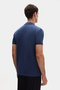 Regular Fit Indigo Pique Textured 100% Cotton Non-Curling Polo Neck Embroidered T-Shirt - 3